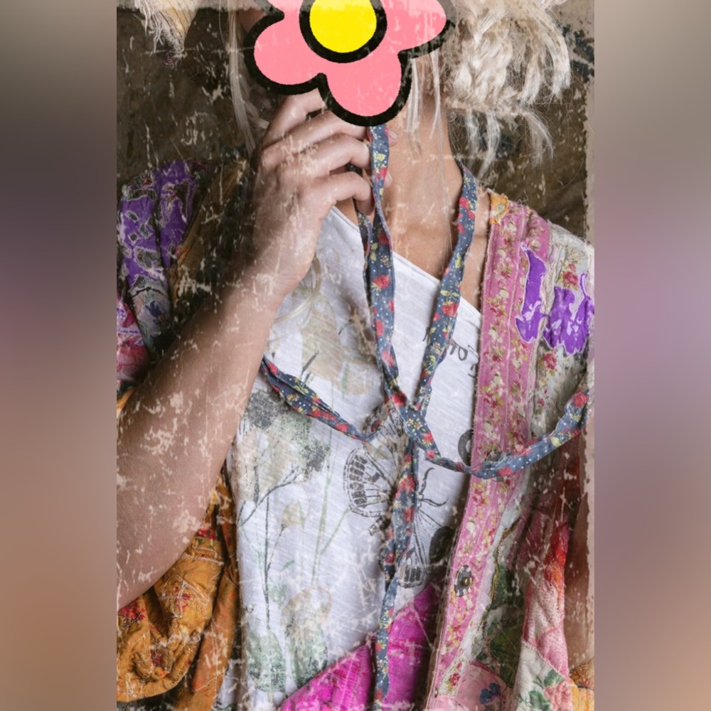 ๐ Pearl-Esque Patchwork Fabric Rag Neck Scarf Multi-Use Styling Accessory - Picture 12 of 13